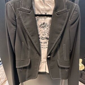 Black Blazer with Silver Stitching